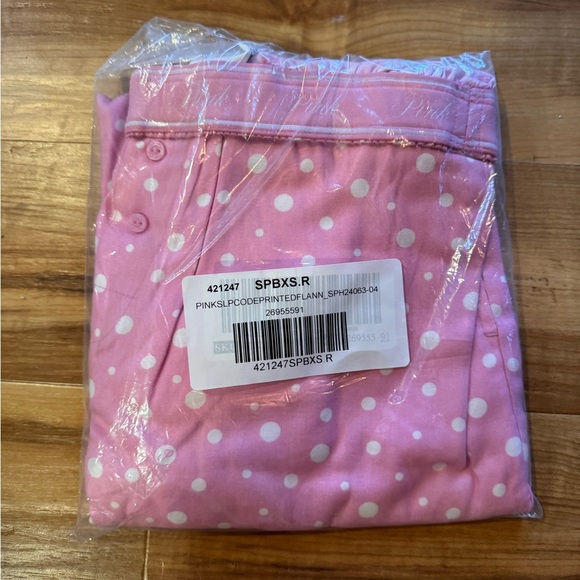 PINK Victoria's Secret Light Pink Poke-a-dot Flannel Pajama Pants - Picture 3 of 3
